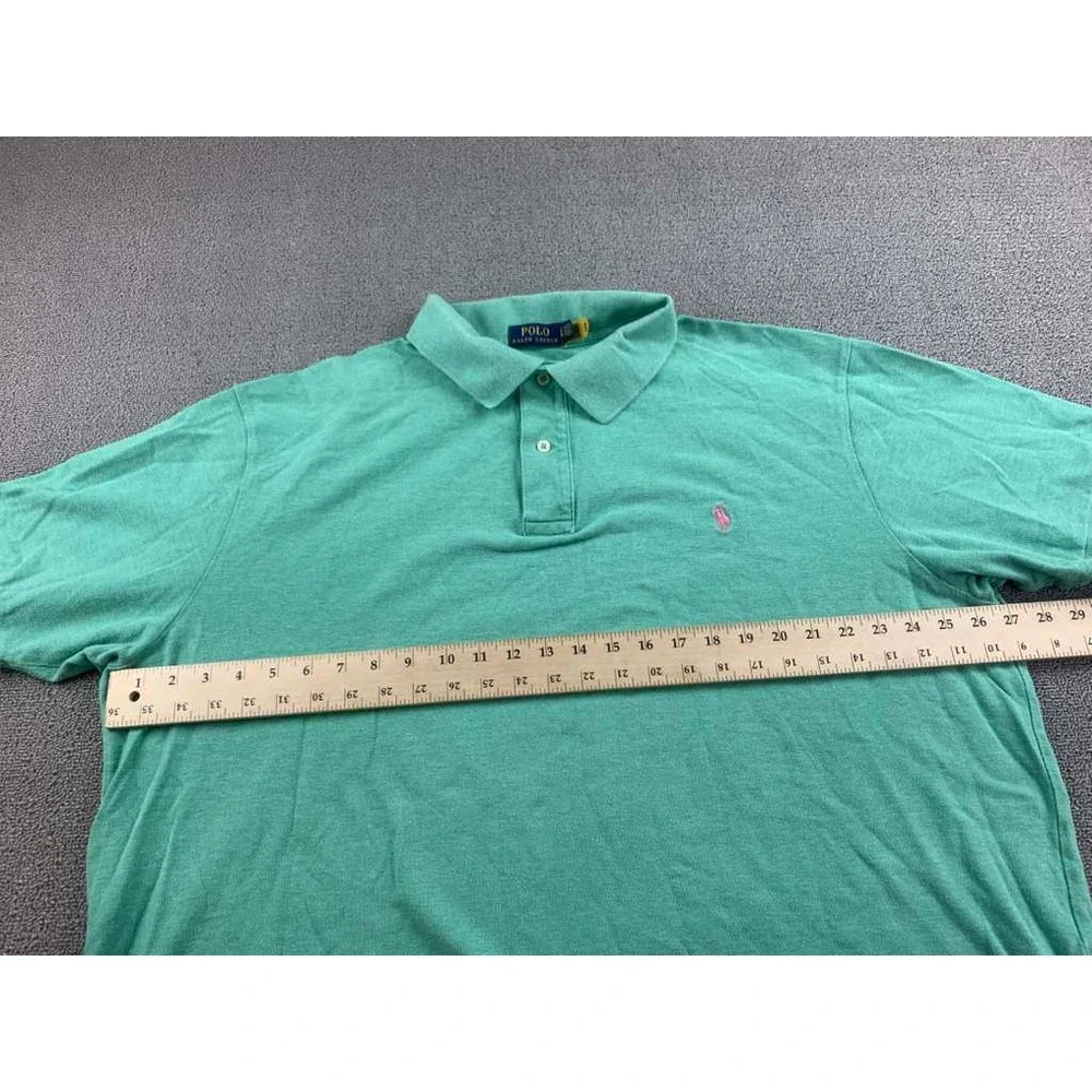 Polo Ralph Lauren Shirt Men 2XLT Polo Mint Green Pink Pony Knit Golf Tennis Prep
